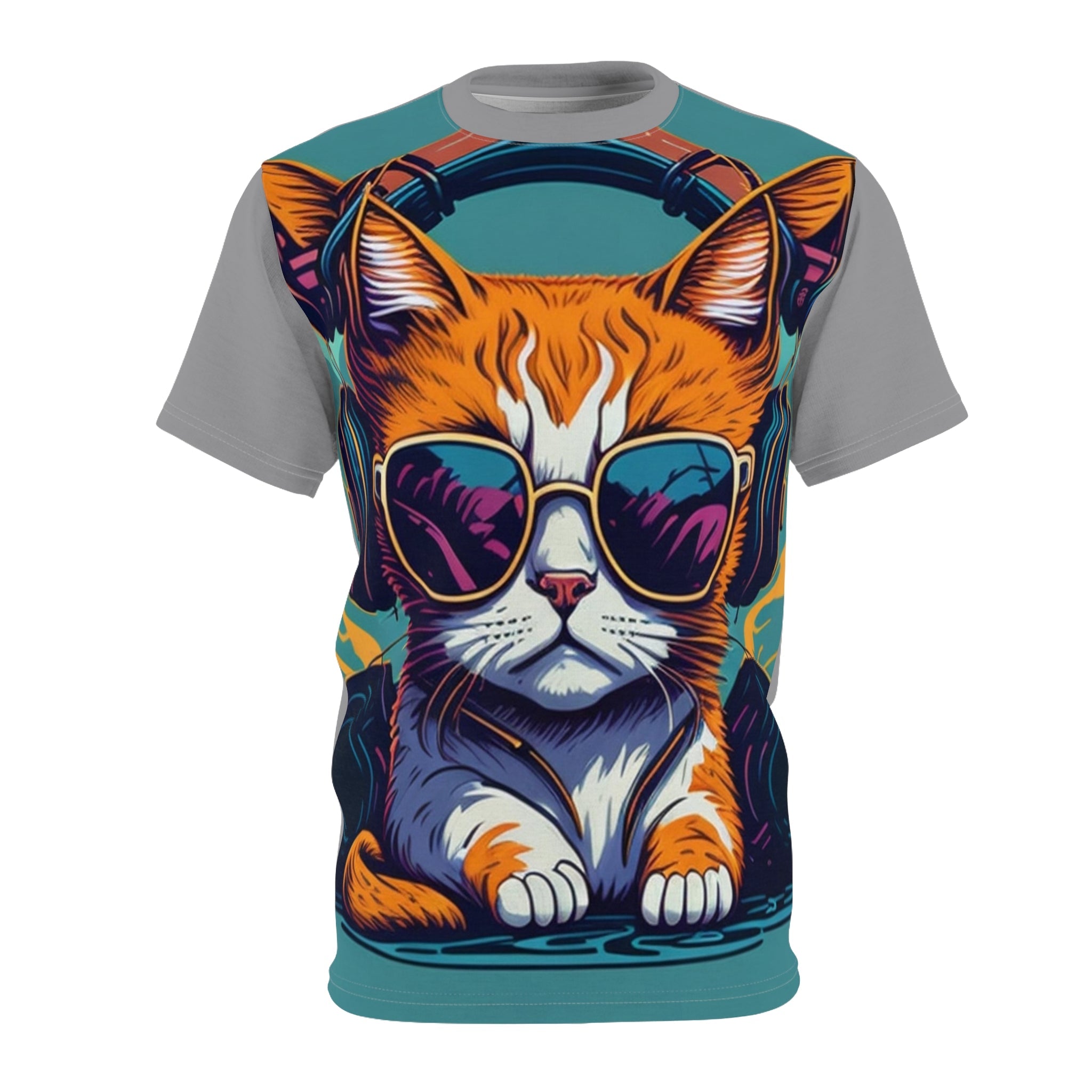 Cheeky Prints: 8-Bit Pixel Art T-Shirts of djing cat to show off your geek side - Cheeky-Prints Main image