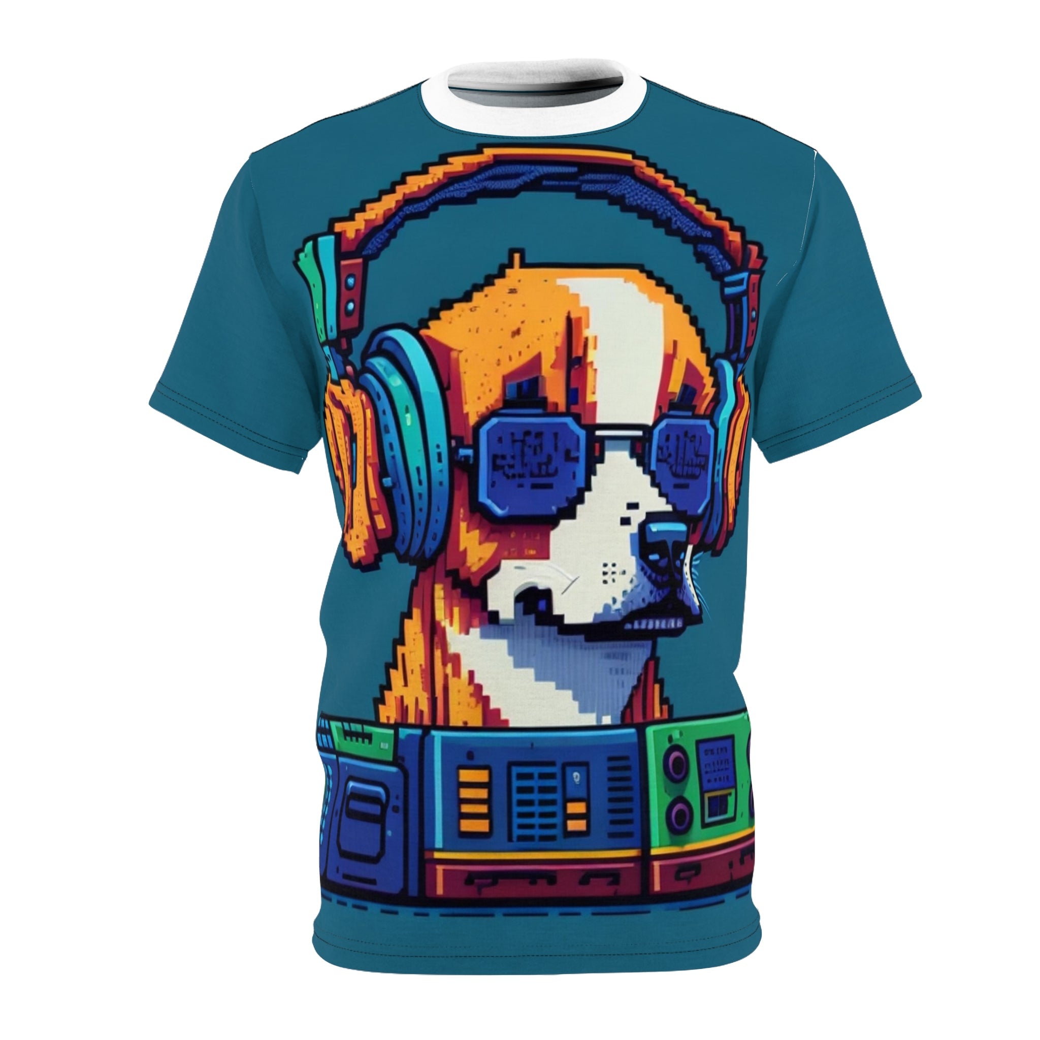 DJ Dog 1 Unisex Cut & Sew Tee (AOP) - Cheeky-Prints Main image