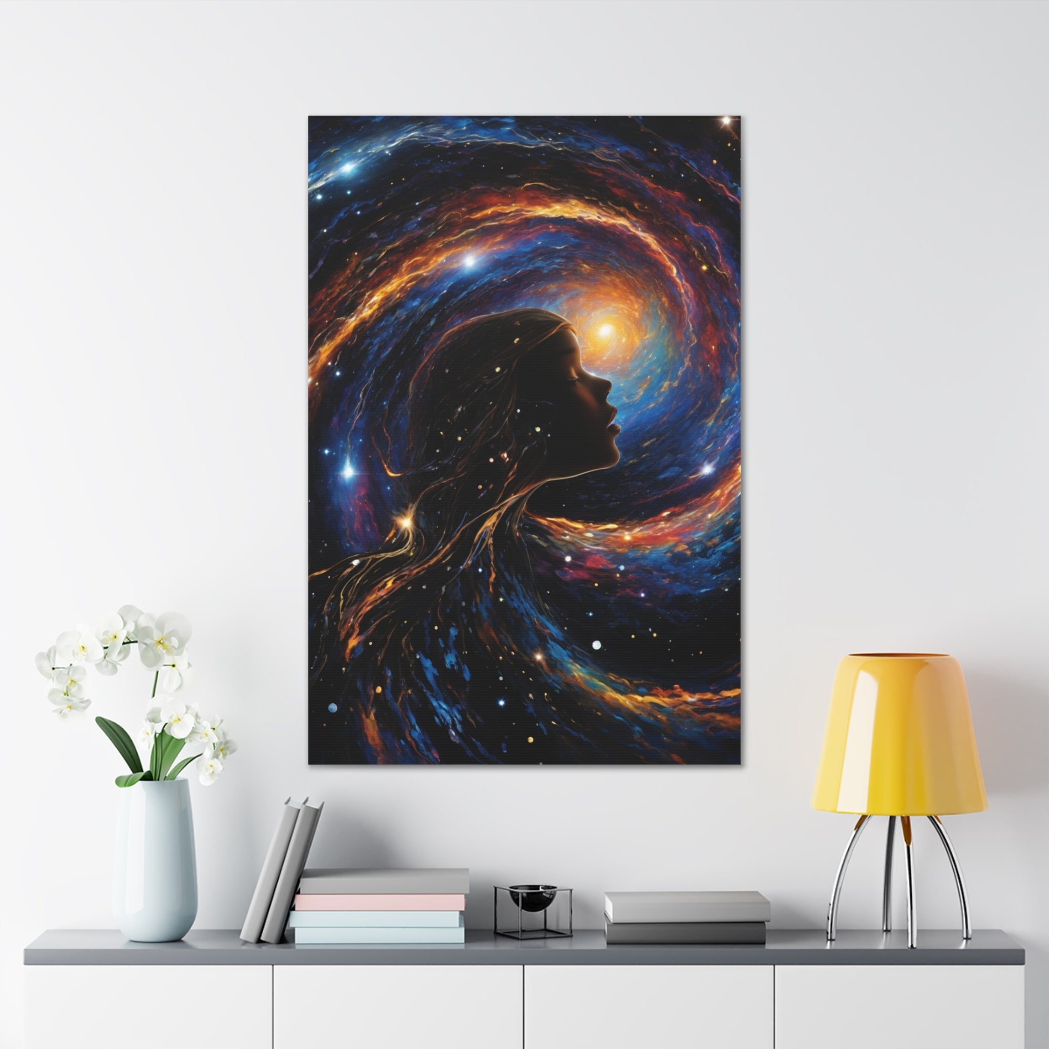 psychedelic girl riding the cosmic waves of the universe. - Cheeky-Prints Main image
